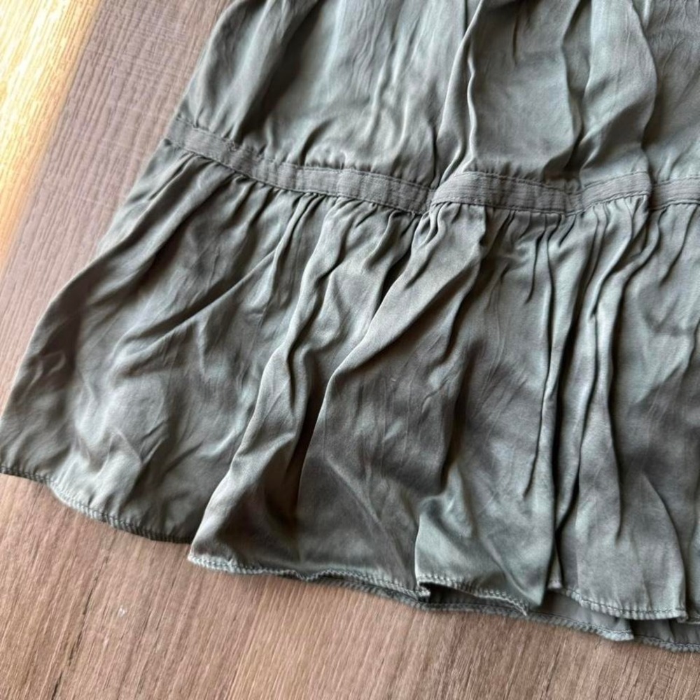 Y2K Silk Tiered Midi Skirt Women's Size 6 Warehouse Green Hippie Fairy Indie - Picture 4 of 8